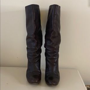 Chloe tall brown leather boots
